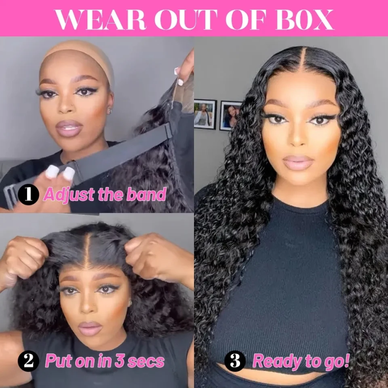 Ms Lula Wear and Go Water Wave Curly Glueless 5x5 HD Lace Closure Wig - 图片 5